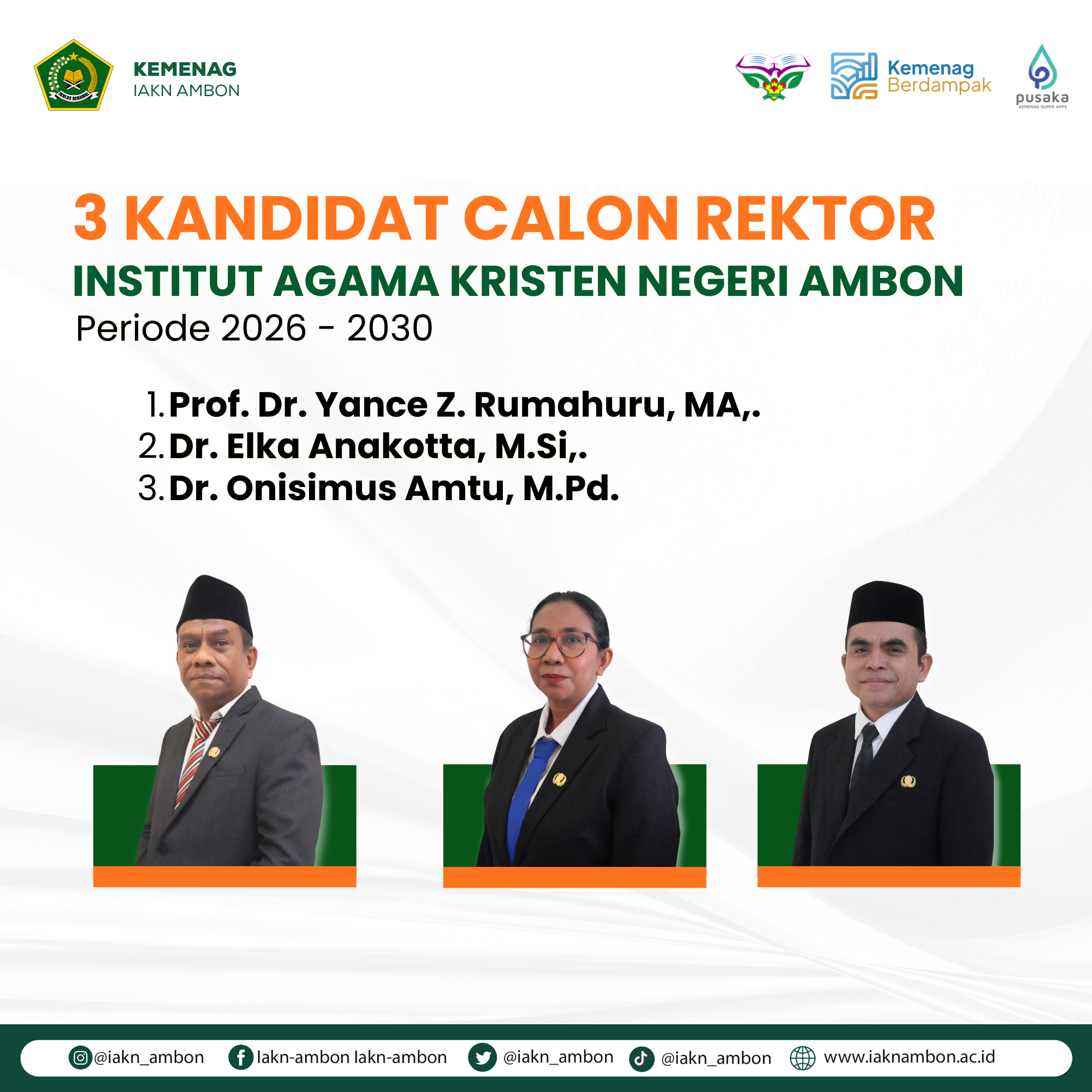 Uji Kepatutan dan Kelayakan Calon Rektor IAKN Ambon Periode 2026–2030 Berlangsung secara Daring